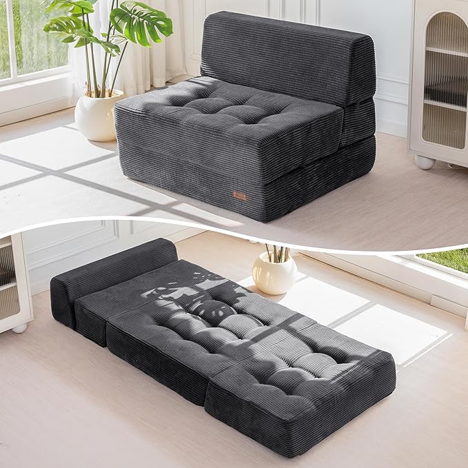 MAXYOYO 8" Folding Sofa Bed, Fold Out Chair Bed Sleeper Chair, Convertible