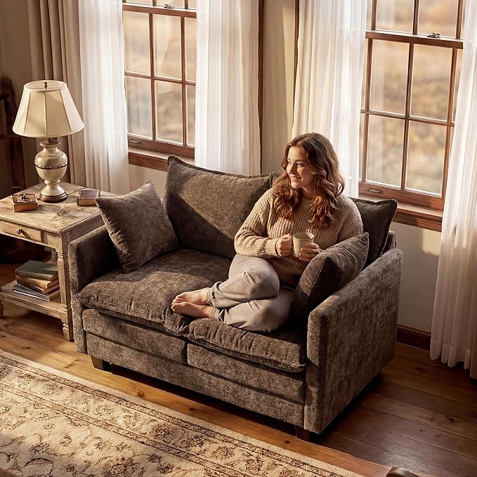 Loveseat Sofa with Cloud 3-Layer Cushion & 27" Deep Seat, Modern Love Seat