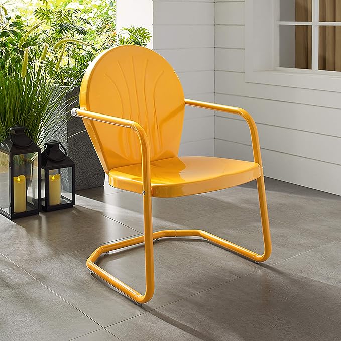 Crosley Furniture Griffith Outdoor Chair, Retro Metal Patio Chairs