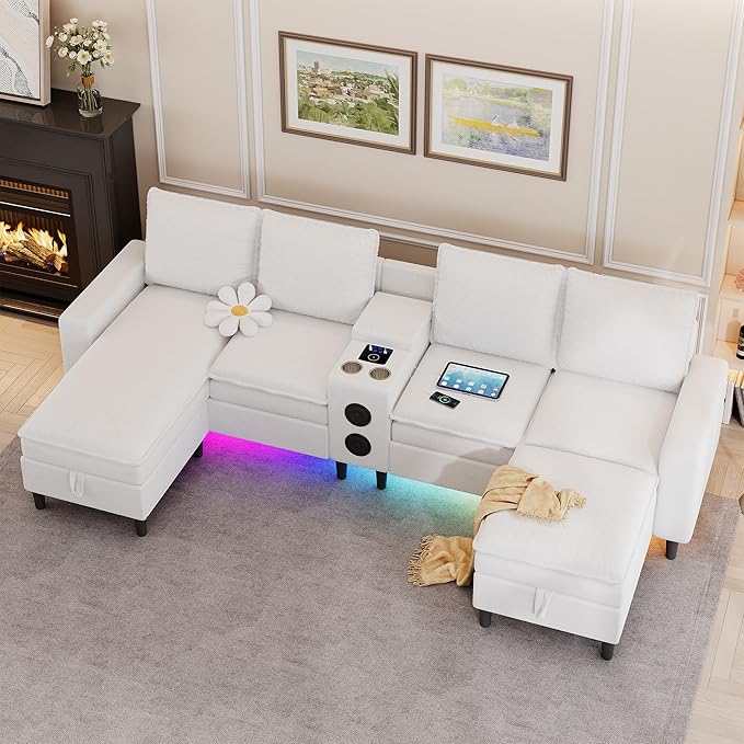 Sectional Couches for Living Room, 4 Seat Sectional Sofa