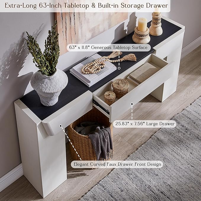 JXQTLINGMU 63" Long Wood Console Table