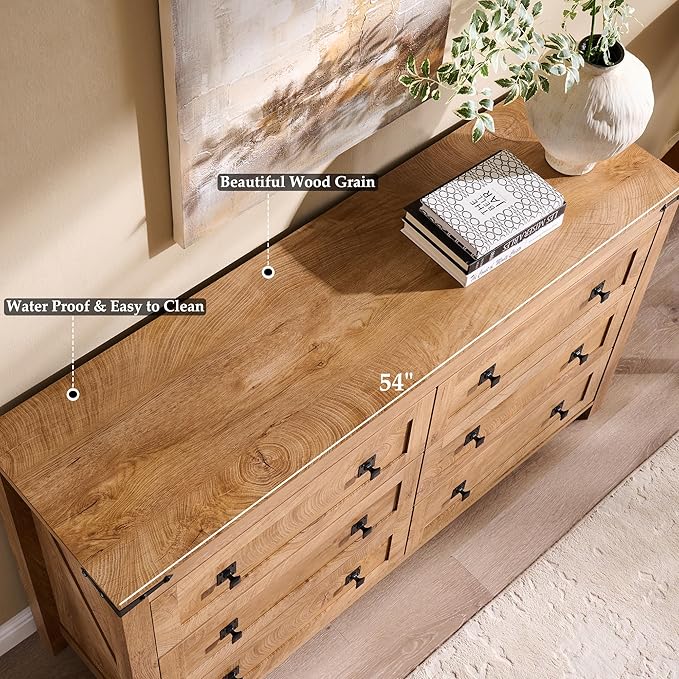 T4TREAM Farmhouse 6 Drawers Dresser