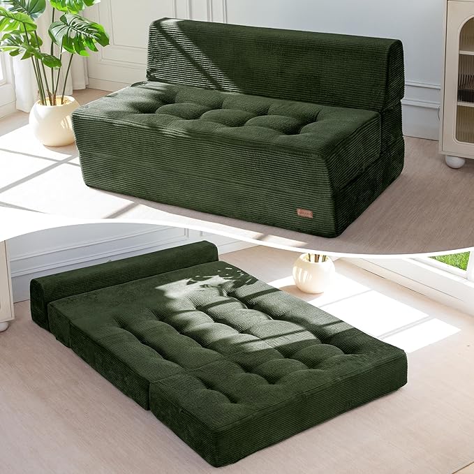 MAXYOYO 8" Folding Sofa Bed, Fold Out Chair Bed Sleeper Chair, Convertible
