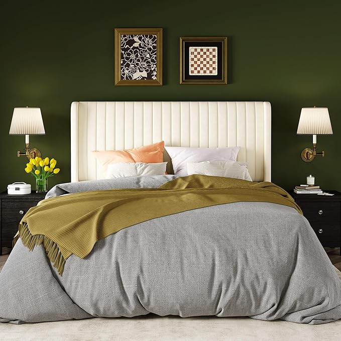 Allewie Queen Size Velvet Bed Frame/Vertical Channel Tufted Wingback