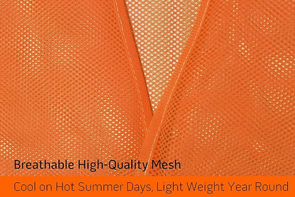 PeerBasics Safety Vests Bulk Pack - Reflective High Visibility, Men Women, Mesh (as1, numeric, numeric_10, regular, regular, Orange)