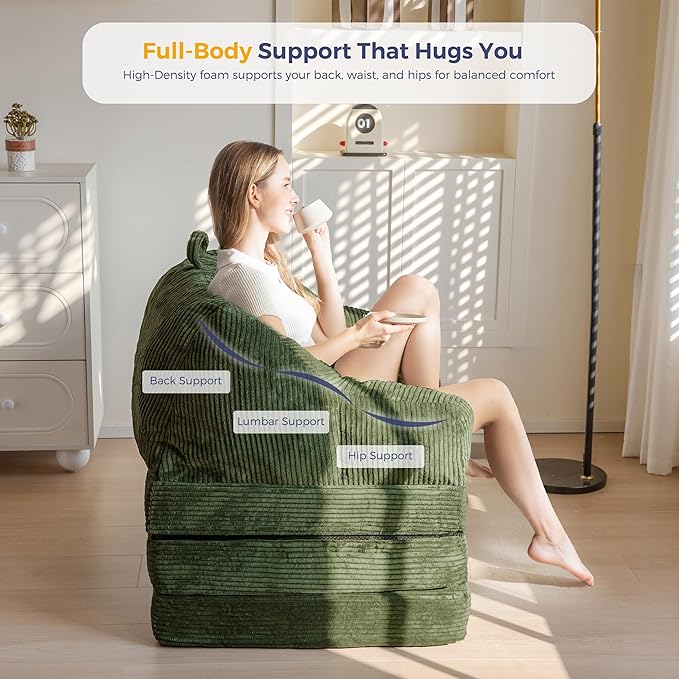MAXYOYO Folding Sofa Bed with Backrest, Boneless Fold Out Couch Bed with Handle
