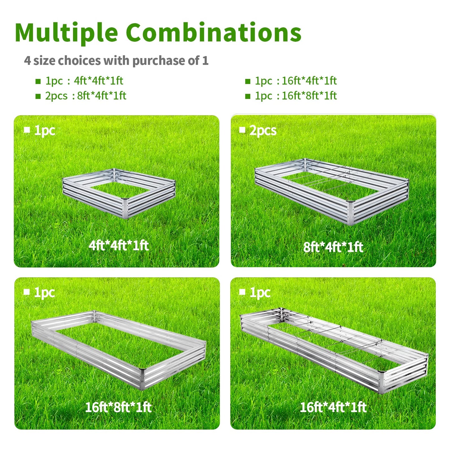 Mofesun Galvanized Raised Garden Bed 2pcs Pack - Metal Raised Bed Garden Kit 4'x8'x1' for Flower Planters, Vegetables Herb
