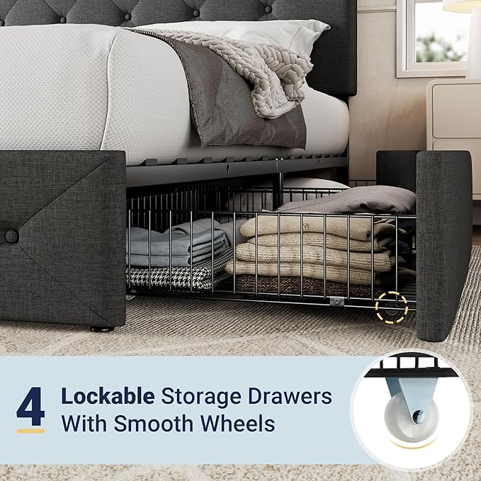 Allewie Upholstered Full Size Platform Bed Frame