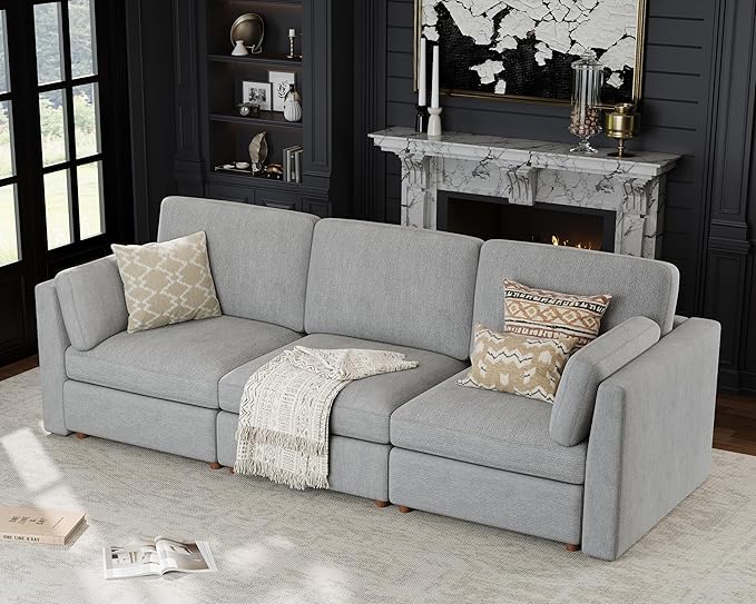 115'' Oversized Modular Sectional Sofa, Solid Wood Frame Sofa, Removable