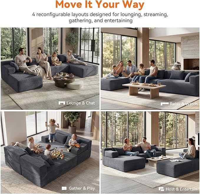 MONVANE 141" U Shaped Cloud Sectional Couch