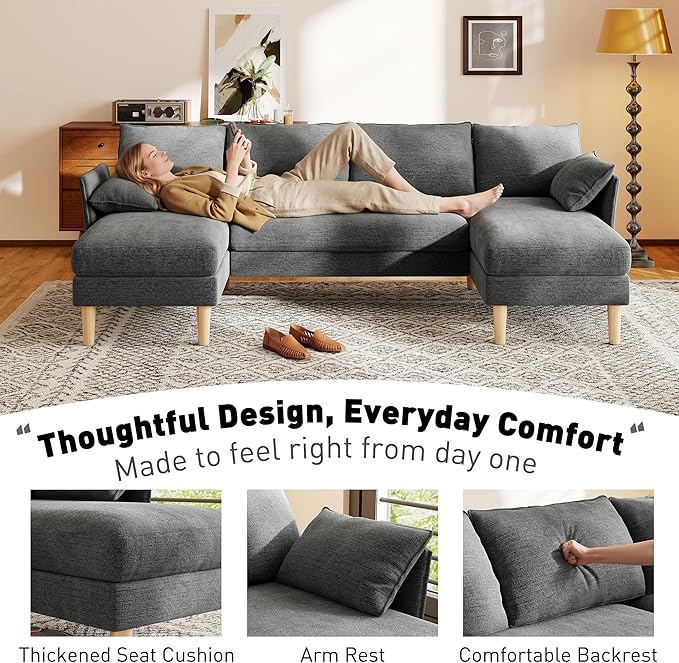 WorthFurni Sectional Couches for Living Room, U Shaped Modular Sectional Sofa