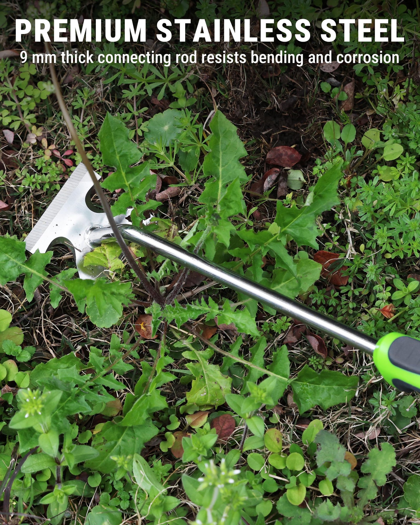 WORKPRO 15-Inch Weed Puller Tool, 6-Tine Heavy Duty Deep Root Remover for Dandelion, Stainless Steel Hand Weeder with Ergonomic Soft Grip for Lawn, Garden, and Yard