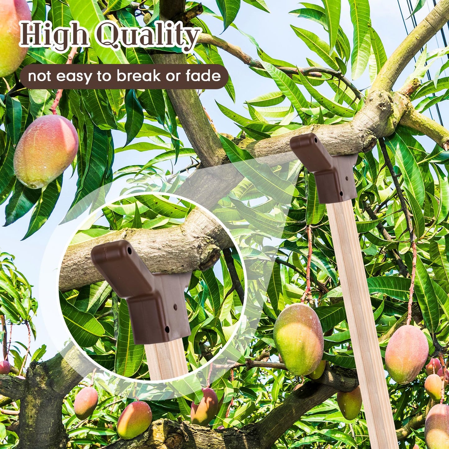 Yungyan 8 Pcs Tree Support, Plastic Fruit Branch Support Device Tree Brace Prevent Them from Breaking for Vineyards Ornamental Gardens Orchards Fits on Standard 1.57 x 1.57 Inch Lumber (Brown)