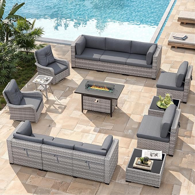 10-Seat Outdoor Wicker Patio Furniture Set