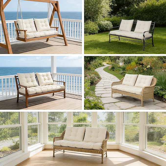 3 Pcs Wicker Chair Cushions Patio Loveseat Chaise Cushion Set