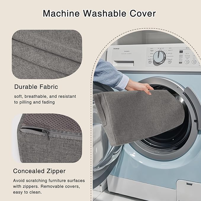 OVOV Recliner Cushions for Elderly 20"x20"x4" Thick Seat Cushion for Recliner Chair Large Square Non Slip Chair Pads with Washable Cover for Armchair Couch Light Grey