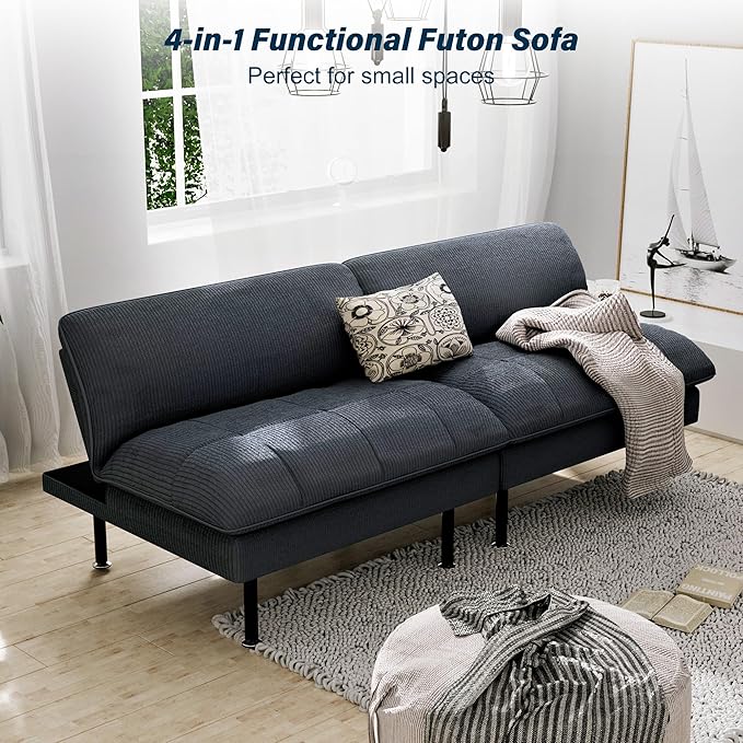 Ribilake 2 Sets 70" Futon Sofa Bed, 4 in 1 Multi-Function Couch Sleeper