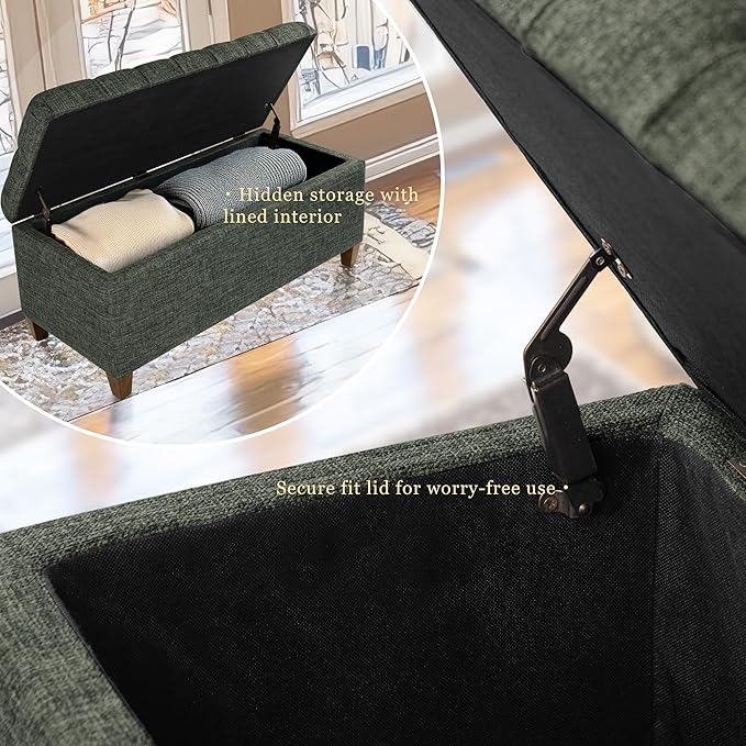 Homepop Home Decor Tufted Ainsley Button Storage Ottoman Bench