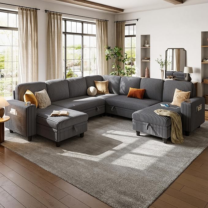 LINSY HOME Sectional Sleeper Sofa Pull Out Couches