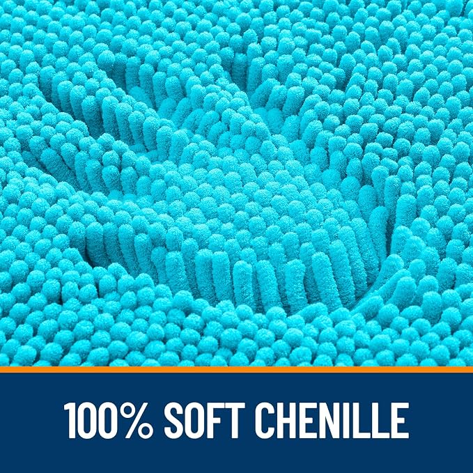OLANLY Large Bathroom Rugs 70x46, Extra Soft Absorbent Chenille Bath Rugs, Rubber Backing Quick Dry, Machine Washable Bath Mats for Bathroom Floor, Tub and Shower, Home Decor Accessories, Aqua Sky