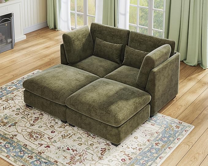 77" Oversized Chenille Couch Modular Sectional Sofa, Washable Cloud Couch