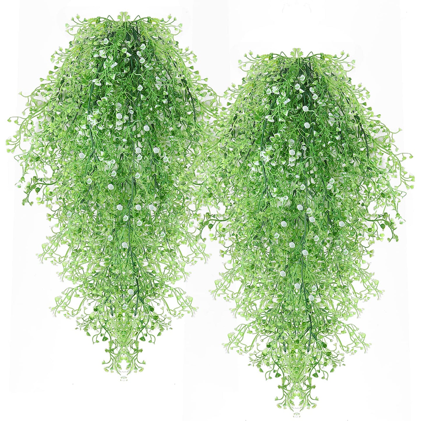 RECUTMS Fake Hanging Plants Artificial Ferns for Outdoor Hanging Faux Plants Vine Ivy Faux Fern Hanging Vines Wall Plants for Home Garden Party Wedding Decor (White 4P)