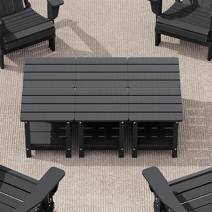 SERWALL Adirondack Table Set of 6, Outdoor Side Table- Gray