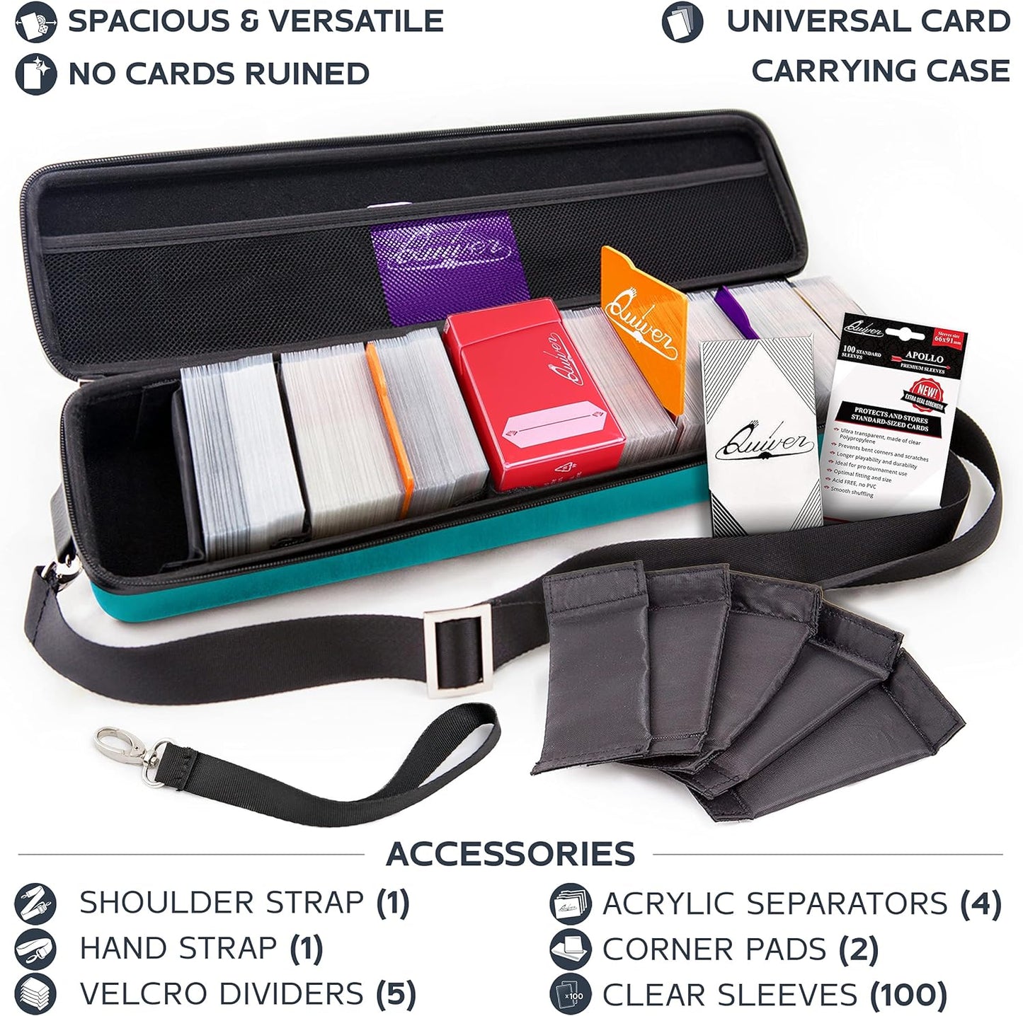 Quiver Time 's Teal Card Case, Perfect for MTG Deck, Premium Storage Box, for Trading Cards, and Playing Card Storage, Ideal for Carrying Magic The Gathering and Game TCG Enthusiasts Recommended
