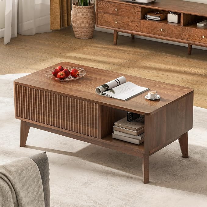 LYNCOHOME Fluted Lift Top Coffee Table