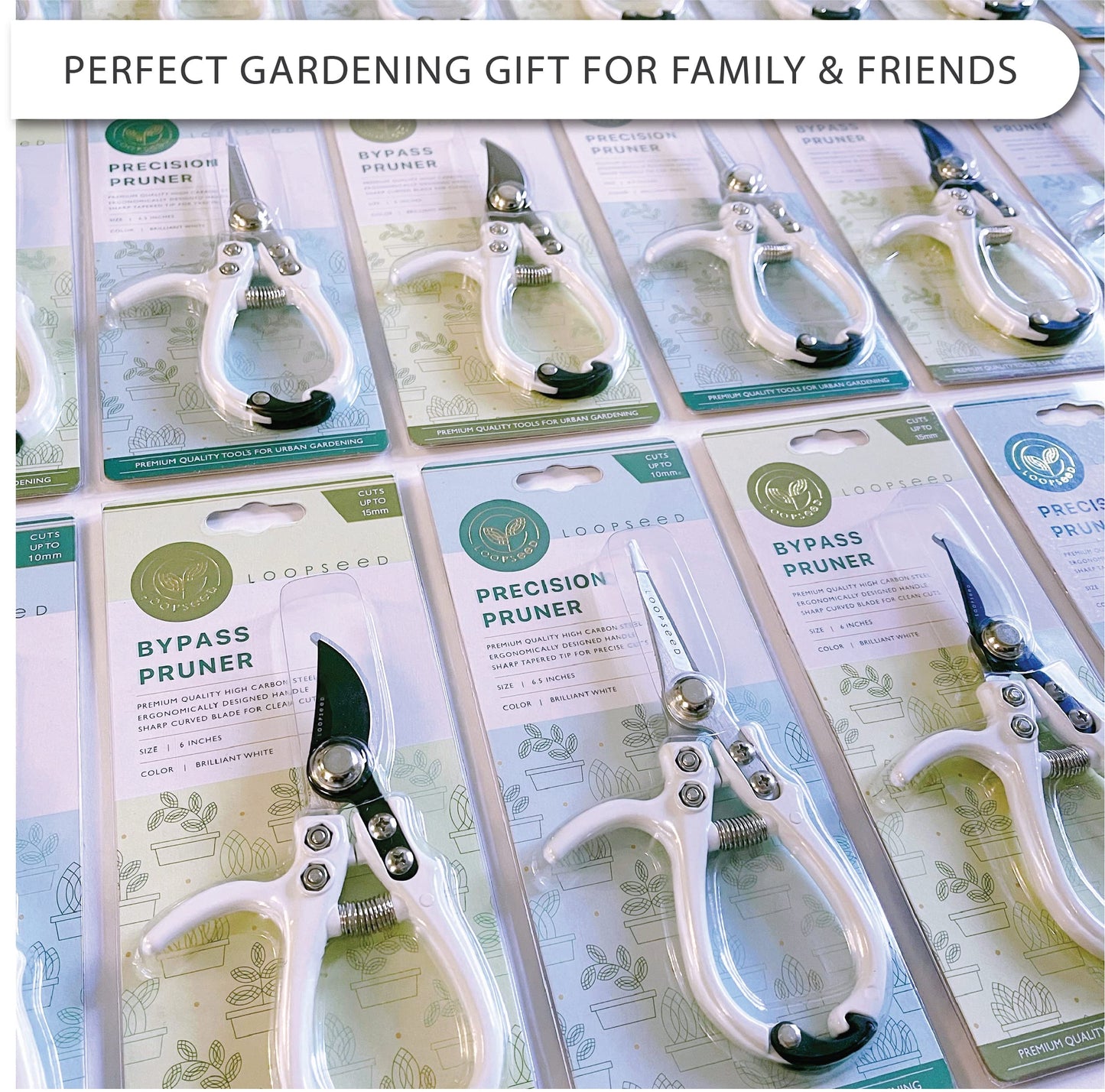 LOOPSEED Plant Pruning Shears with Vegan Leather Sheath Garden Trimming Scissors with Belt Holster Bonsai Trimmers Herb Snips Flower Clippers Modern Tools 2 Piece Bundle (Cream Pruner Beige Sheath)