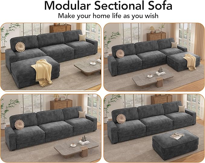 Vipbear 120" Oversized Modular Sectional Sofa, L Shaped Couch Set