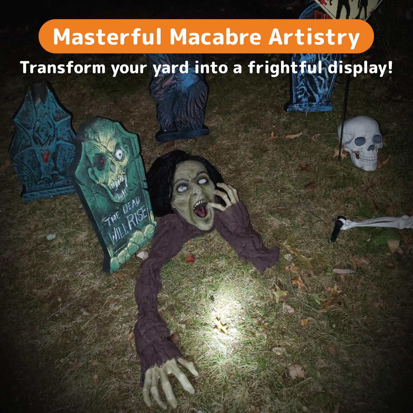 PREXTEX Crawling Zombie Halloween Decoration - Zombies Coming Out of Ground Prop - Creepy Outdoor Zombie Yard Decorations for Haunted Houses, Graveyards, and Halloween Parties