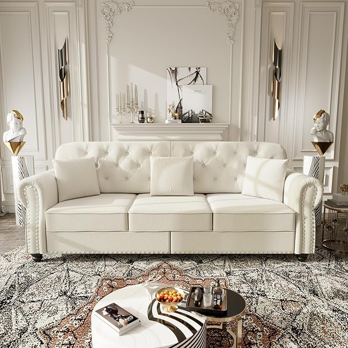 KEIKI 83" Velvet Chesterfield Sofa