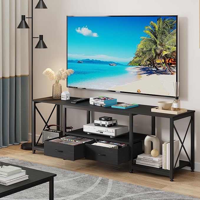 GYIIYUO TV Stand with Fabric Drawers