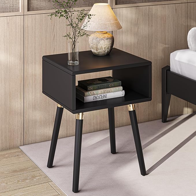 Bme Dinkee Solid Wood Nightstand, Fully Assembled, Without Drawer