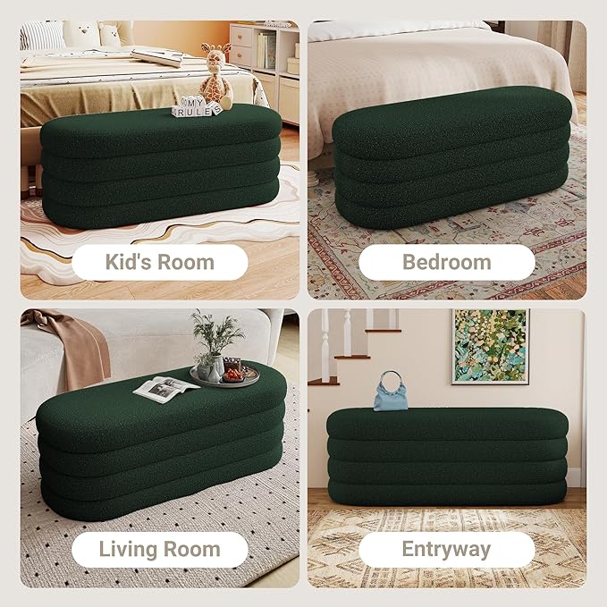 Busaurus Storage Ottoman Bench 49.2 Inch Upholstered Fabric Storage Bench