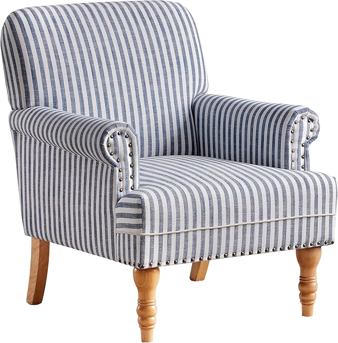 HUIMO Linen Fabric Accent Chair, Mid-Century Modern Armchair