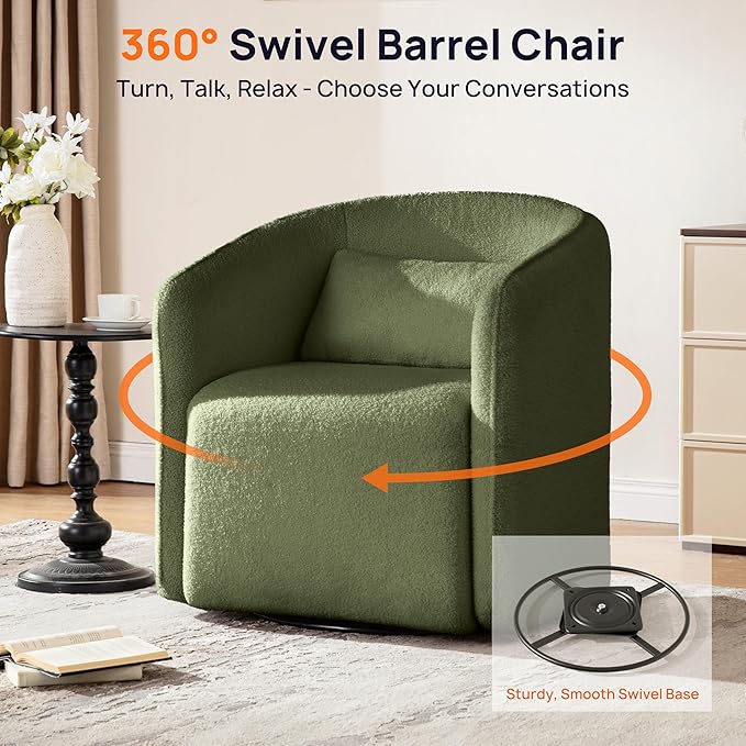 Oversized Boucle Swivel Accent Chair
