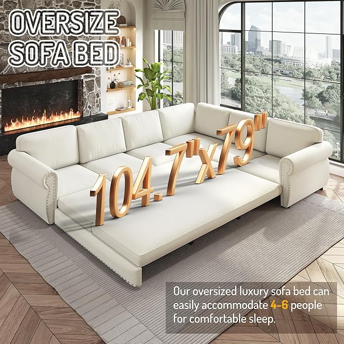 118" L-Shaped Sleeper Couch Bed