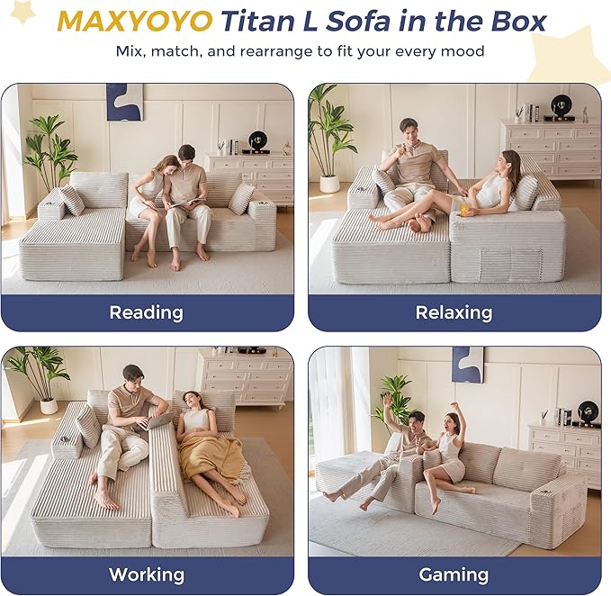 MAXYOYO 104" Modular Sectional Couch