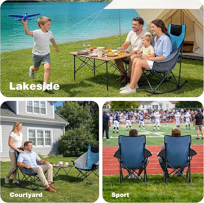 SUNNYFEEL Oversized Rocking Camping Chair, Fully Padded Patio Chair