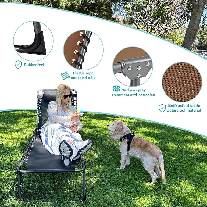 #WEJOY Folding Lounge Chair Outdoor, 5-Position Adjustable Sunbathing Tanning