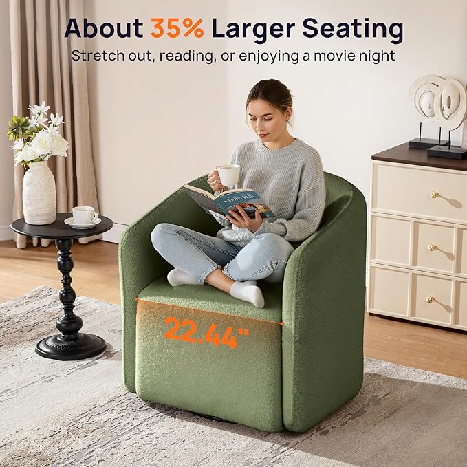 Oversized Boucle Swivel Accent Chair