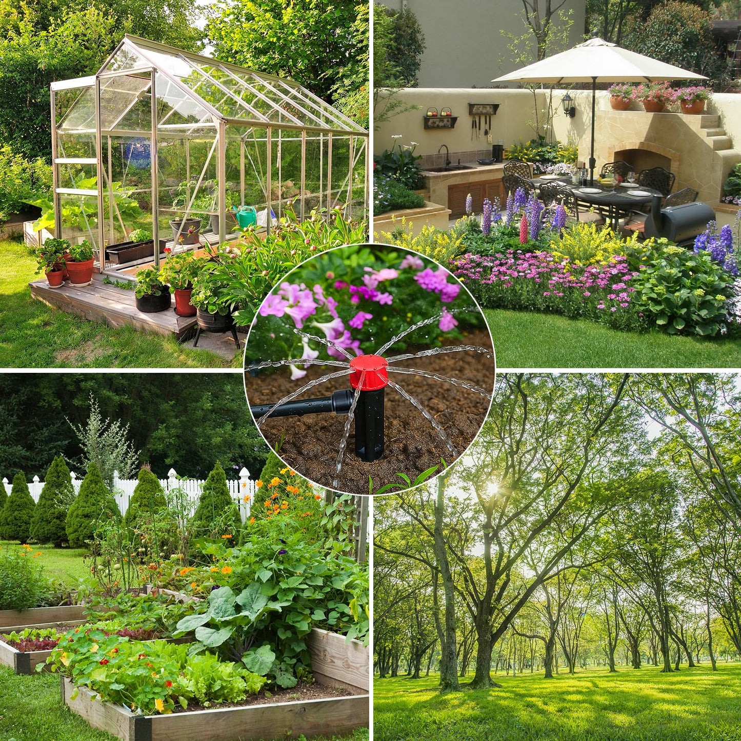 Drip Irrigation System,106FT Automatic Garden Watering System with 1/2" & 1/4" Fast-Lock Tubing Adjustable Nozzles & Sprinklers,Quick-Connect Drip Irrigation System Kit for Garden,Lawn,Potted Plants