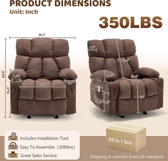 Massage Rocking Recliner Chair, Ergonomic Recliners Sofa