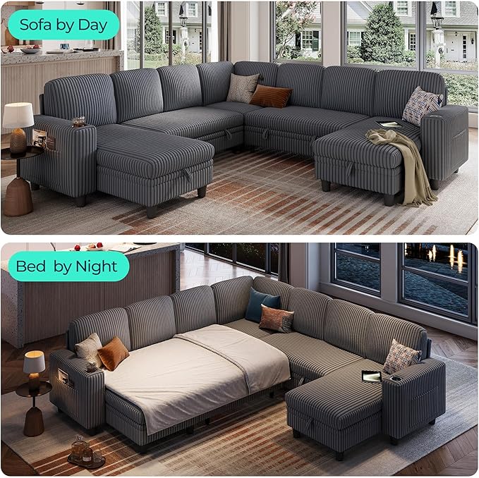 LINSY HOME Sectional Sleeper Sofa Pull Out Couches