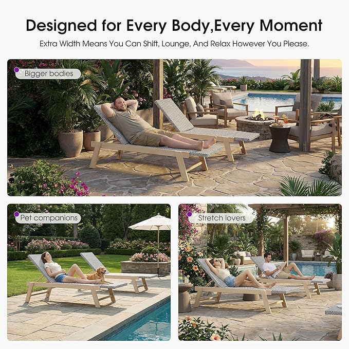 PURPLE LEAF Extra Large Patio Chaise Lounge 2 Pieces French Outdoor Wicker