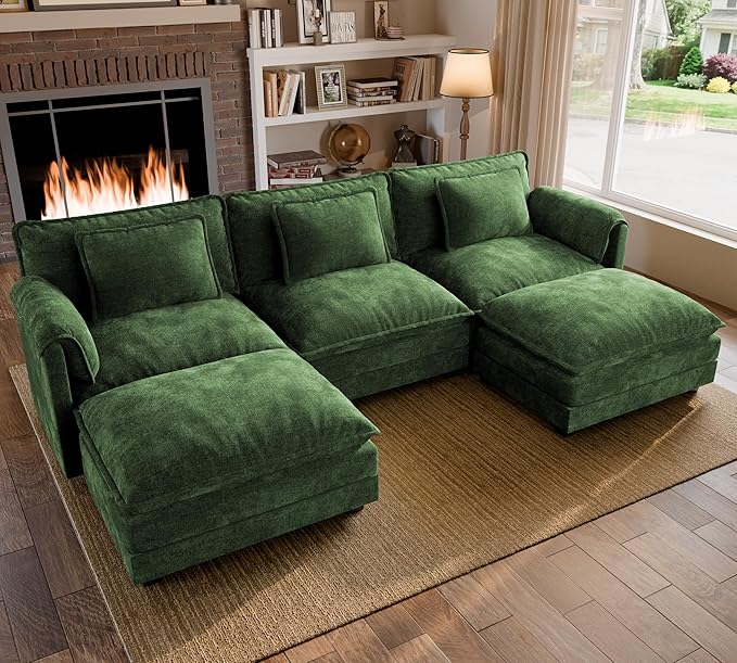 ELUCHANG 116" U Shaped Modular Sectional Cloud Couch