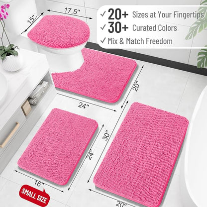 OLANLY Large Bathroom Rugs 47x32, Extra Soft Absorbent Chenille Bath Rugs, Rubber Backing Quick Dry, Machine Washable Bath Mats for Bathroom Floor, Tub and Shower, Home Decor Accessories, Hot Pink