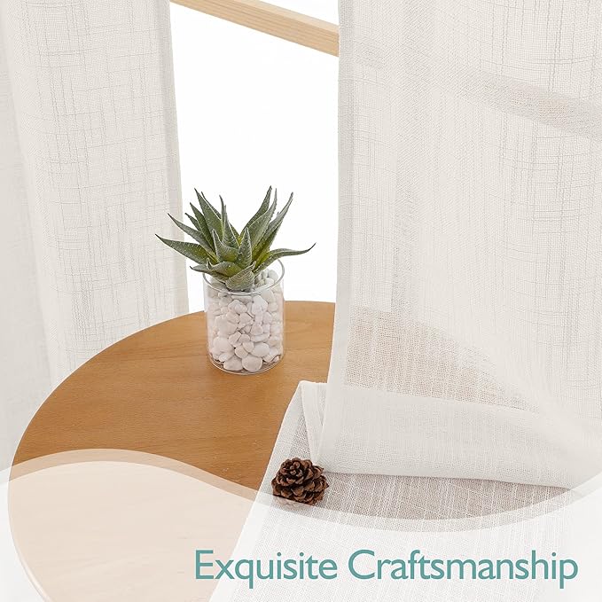 Chyhomenyc Semi Sheer Curtains 84 Inches Long 2 Panels Set, Light Filtering